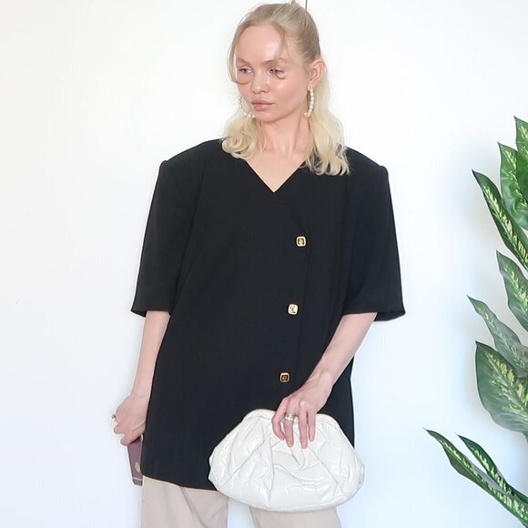 Le Suit Black Short Sleeve Blazer - Picture 3 of 8